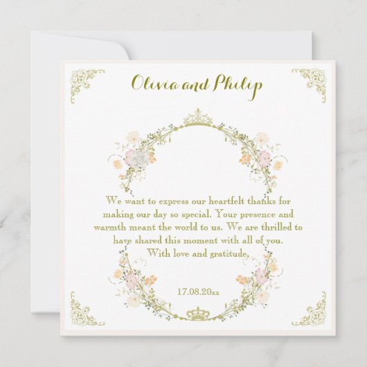 Trouwen  Bloemen Ornament Classic Uitnodiging (Voorkant)