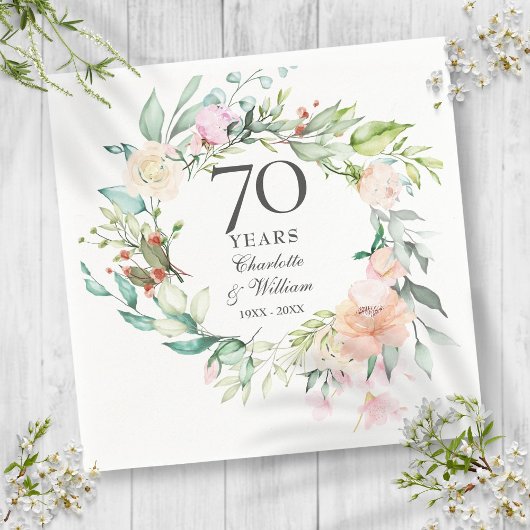 Trouwen Bloemguirlande Rozen 70ste Hochzeitstag Servet