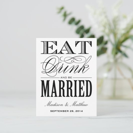 trouwen | Briefkaart Datum opslaan (Staand voorkant)