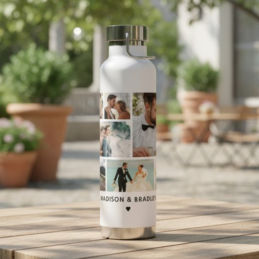 TROUWEN Bruid & Bruidegom Multi Foto Collage Moder Waterfles