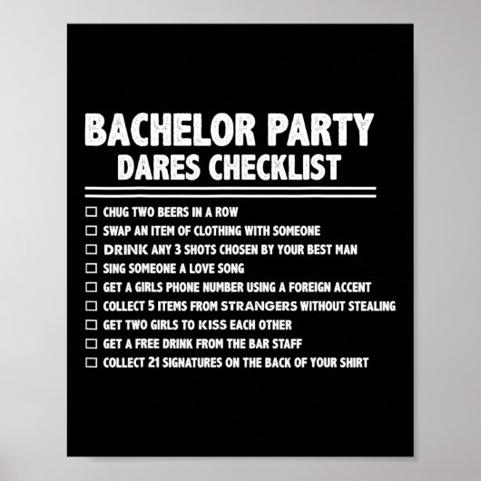 Trouwen Bruidegom Grappige Bachelor Checklist Par Poster (Voorkant)