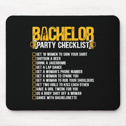 Trouwen Bruidegom Grappige Bachelor Party Checklis Muismat (Voorkant)