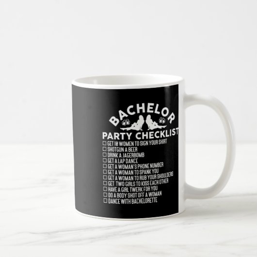 Trouwen Bruidegom Grappige Bachelorfeest Checklist Koffiemok (Rechts)