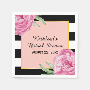 Trouwen Bruids Bloemen Glam Black Stripes Servetten