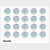 Trouwen Casual Theme Zacht Blauw En Wit Ronde Sticker (Vel)