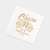 Trouwen Champagne Bloemen Cheers Aangepaste Naam D Folie Servetten (Links)