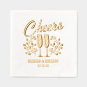 Trouwen Champagne Bloemen Cheers Aangepaste Naam D Folie Servetten (Voorkant)