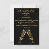 Trouwen champagneglazen zwart en goud kaart (Voorkant)