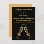 Trouwen champagneglazen zwart en goud kaart (Voorkant / Achterkant)