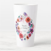 Trouwen Creatieve Bloemen Namen van Paar & Datum Latte Mok (Voorkant)