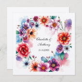 Trouwen Creatieve Bloemen Namen van Paar & Datum Notitiekaartje (Voorkant / Achterkant)