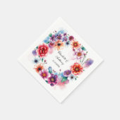 Trouwen Creatieve Bloemen Namen van Paar & Datum Servet (Hoek)