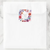 Trouwen Creatieve Bloemen Namen van Paar & Datum Vierkante Sticker (Tas)
