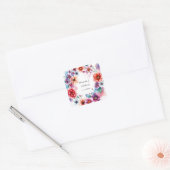 Trouwen Creatieve Bloemen Namen van Paar & Datum Vierkante Sticker (Envelop)