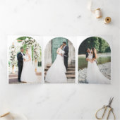 Trouwen Dank u boogvormige foto Drieluik Kaart (Binnen)