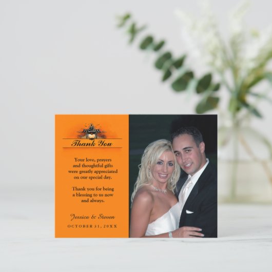 Trouwen Dank u Briefkaart - Halloween Liefde (Staand voorkant)