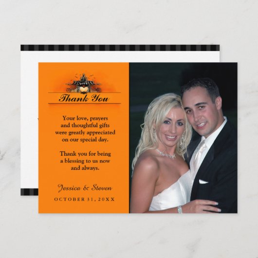 Trouwen Dank u Briefkaart - Halloween Liefde (Voorkant / Achterkant)