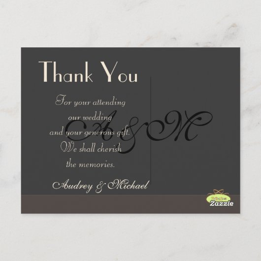 Trouwen Dank u briefkaarten, duidelijk Briefkaart (Achterkant)