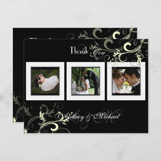Trouwen Dank u briefkaarten plaats uw foto's (Voorkant / Achterkant)