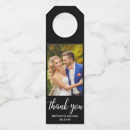 Trouwen Dank u bruid en bruidegom Photo Book Flessenhanger (Voorkant)