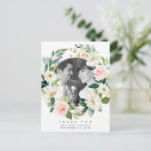 Trouwen Dank u Foto briefkaart Roze Bloemen (Staand voorkant)