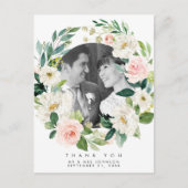 Trouwen Dank u Foto briefkaart Roze Bloemen (Voorkant)