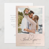 Trouwen dank u kaart foto, roos goud (Voorkant / Achterkant)