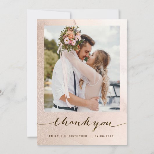 Trouwen dank u kaart foto, Strand bruiloft (Voorkant)