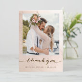 Trouwen dank u kaart foto, Strand bruiloft (Staand voorkant)