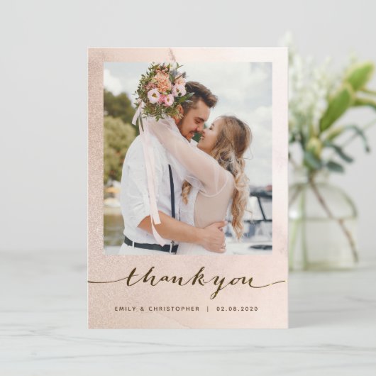 Trouwen dank u kaart foto, Strand bruiloft (Staand voorkant)