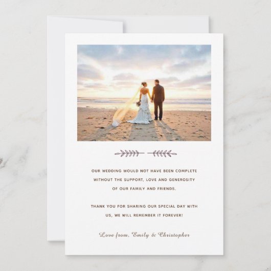 Trouwen dank u kaart foto, Strand bruiloft (Achterkant)