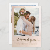 Trouwen dank u kaart foto, Strand bruiloft (Voorkant / Achterkant)