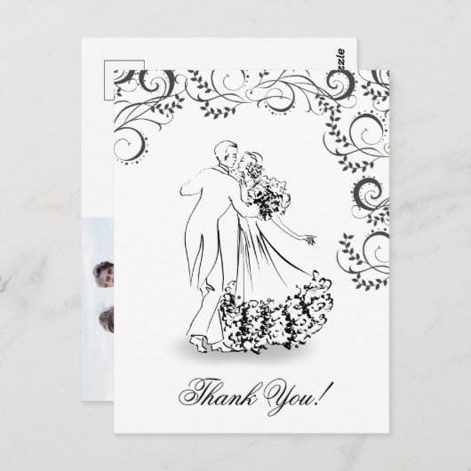 Trouwen danspaar Dank u Briefkaart (Voorkant / Achterkant)