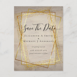 TROUWEN DATA VASTLEGGEN  Gouden Glitter Geometrisc Briefkaart