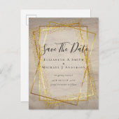 TROUWEN DATUM VASTGEZET  Gouden Glitter Geometrisc Briefkaart (Voorkant / Achterkant)