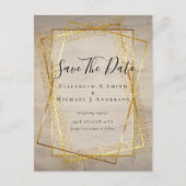 TROUWEN DATUM VASTGEZET  Gouden Glitter Geometrisc Briefkaart (Voorkant)