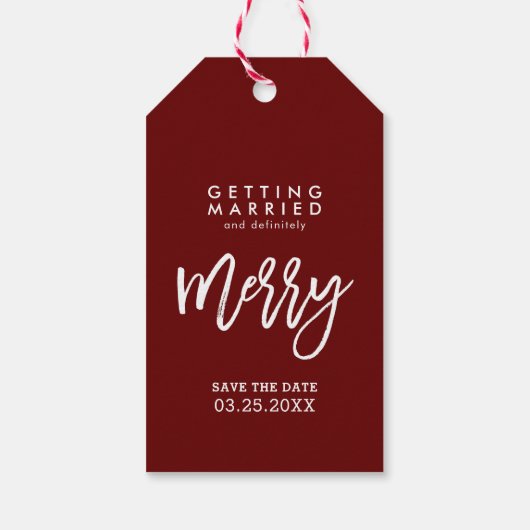 Trouwen, de kerstdatum redden cadeaulabel (Achterkant)