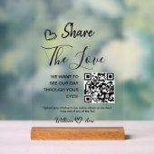 Trouwen Deel de liefde QR Code Tafelblad Acryl Bord (Neutraal)
