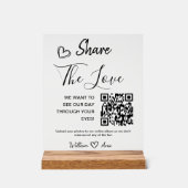 Trouwen Deel de liefde QR Code Tafelblad Acryl Bord (Voorkant)
