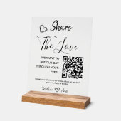 Trouwen Deel de liefde QR Code Tafelblad Acryl Bord (Hoek)