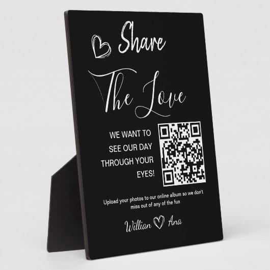 Trouwen Deel de liefde QR Code Tafelblad Plaque Fotoplaat (Zijkant)