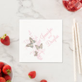 Trouwen drie inkt vlinders roze papieren servet (Insitu)