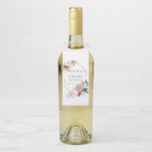 Trouwen Drink Labels | Bourgondische rode bloemen (Op fles)