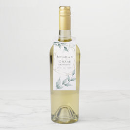 Trouwen Drink Labels | Grijs Jade Green Botanical
