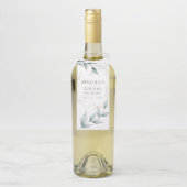 Trouwen Drink Labels | Grijs Jade Green Botanical (Op fles)