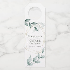 Trouwen Drink Labels | Grijs Jade Green Botanical