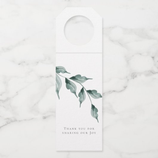 Trouwen Drink Labels | Grijs Jade Green Botanical (Achterkant)