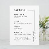 Trouwen Drinken. Eenvoudig Modern Bar-menu Menu (Staand voorkant)