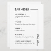 Trouwen Drinken. Eenvoudig Modern Bar-menu Menu (Voorkant / Achterkant)
