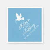 Trouwen een witte duiven blauw aangepaste servette servet (Voorkant)